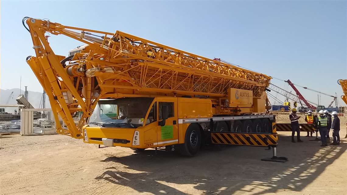The Spierings SK1265-AT6 mobile folding tower crane