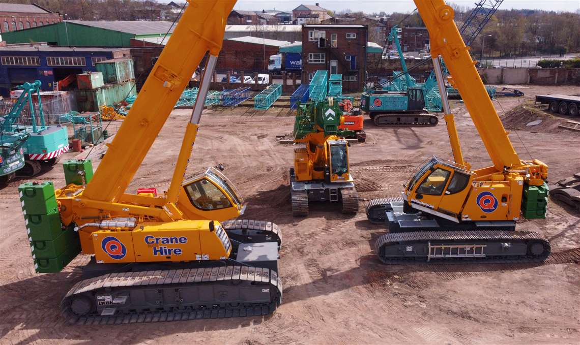 Two of the five new Liebherrs in the Q Crane & Plant Hire fleet in the Quinn yard