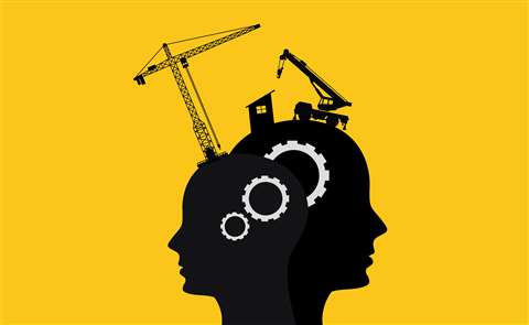 head silhouettes representing mental health in construction