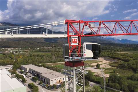 Terex’s new CTT 292-12 flat top crane on the test pad in Italy
