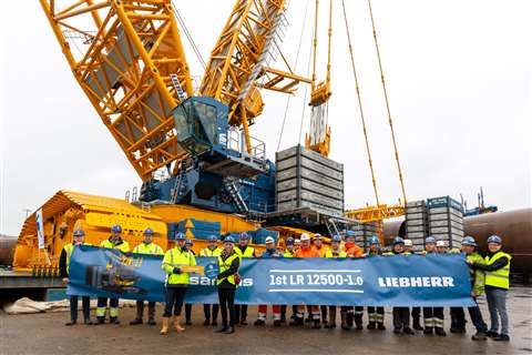 New Liebherr LR 12500-1.0 in Sarens colours at the handover